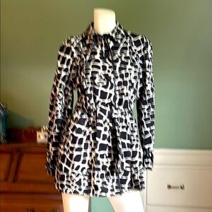 INC International Concepts Black and White Blazer with Animal Print